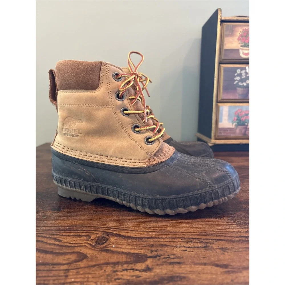 Sorel Youth Cheyanne II Lace Waterproof Brown Black Winter Snow Boots Size 4